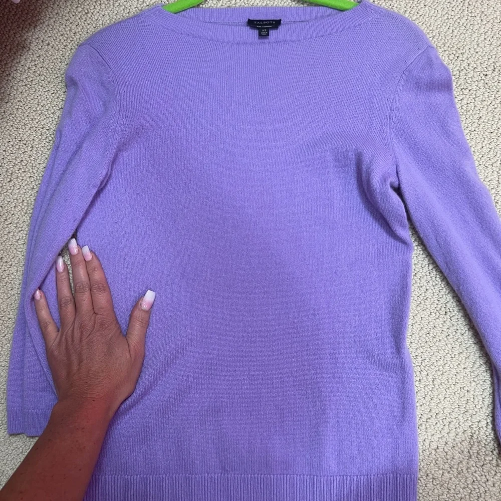 TALBOTS pure cashmere Purple Sweater - Picture 2 of 3